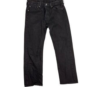 Levis 501 Jeans Mens 33W 30L Black Button Fly Original Fit Denim 00501-2442